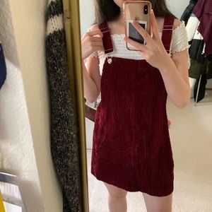 Corduroy Red Overall Dress